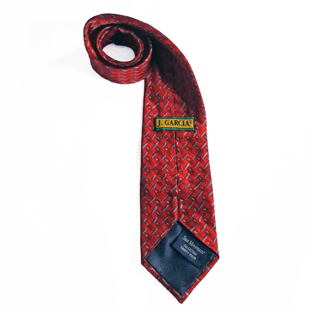 J. Garcia Sun Movement Mens Novelty Silk Tie Red - Picture 4 of 7